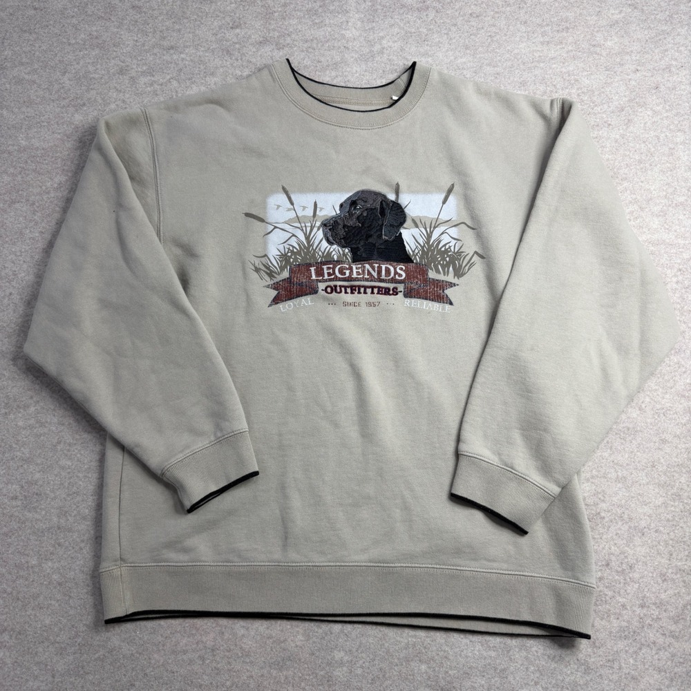 Croft & Barrow Mens Legends Outfitters Black Lab Dog Graphic Sweatshirt Tan M